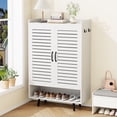 Bel Ark Modern White Shoe Cabinet, 7-Tier Adjustable Shelves, Holds 18 ...