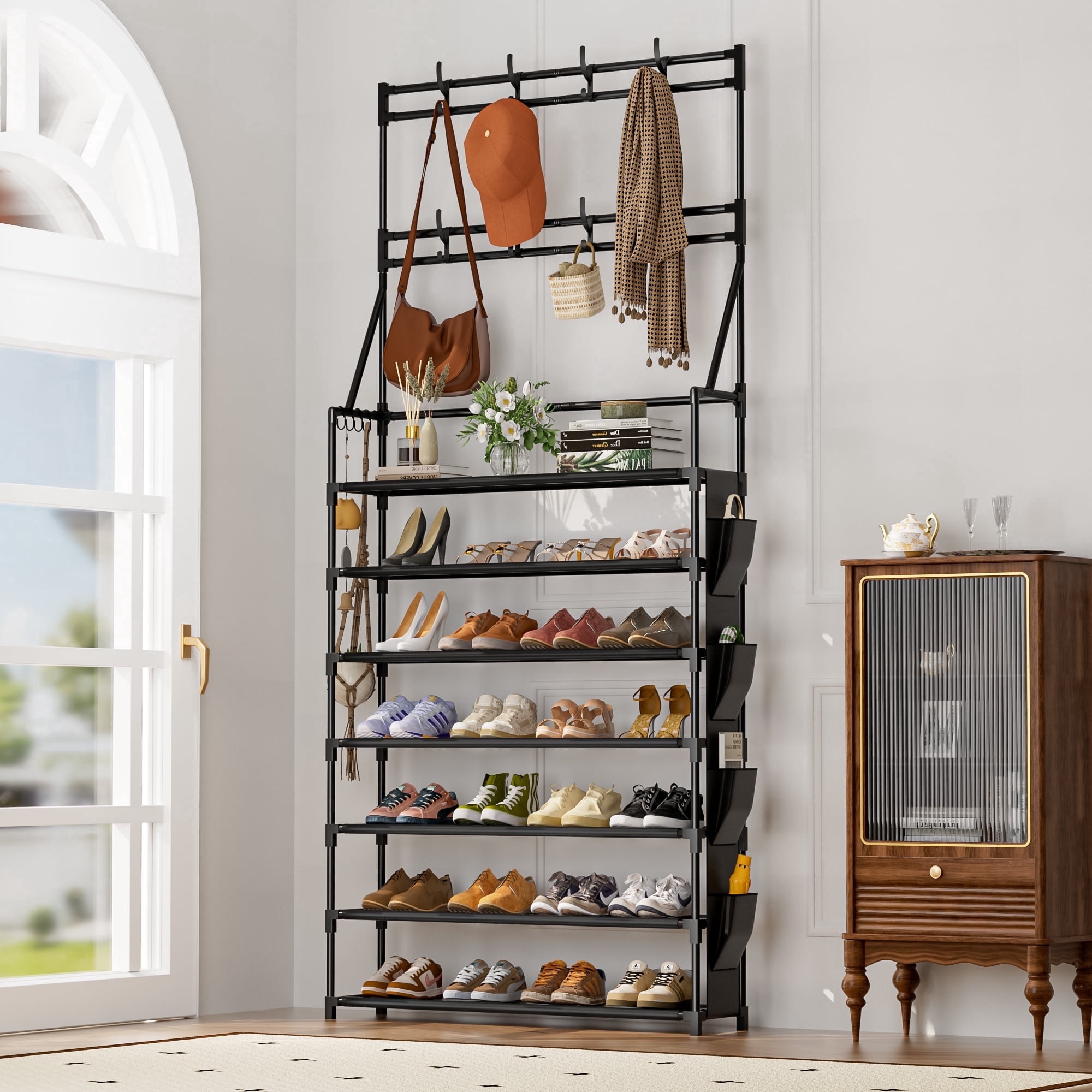 7 Tier Shoe Rack Storage 28-35 Pairs Sturdy Metal Shoes Rack Organizer ...