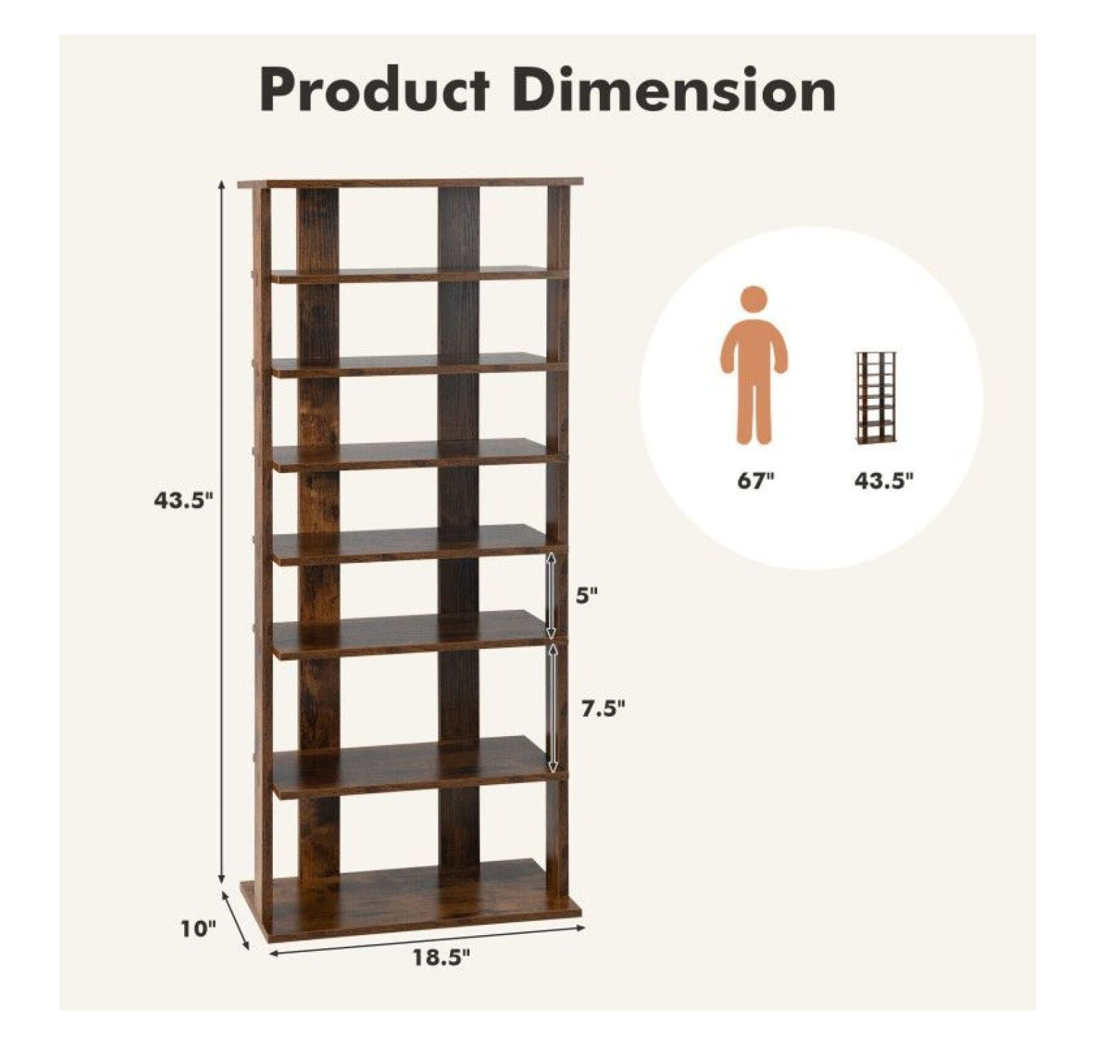 7 Tier Shoe Rack - Vertical Shoe Organizer for Entryway, Closet ...