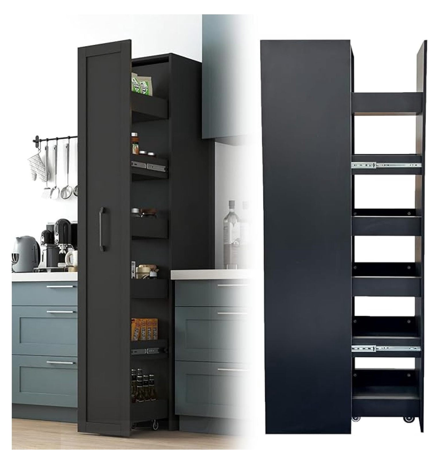 7 Tier Slim Storage Cart, Rolling Spice Rack Next to Fridge Slim ...