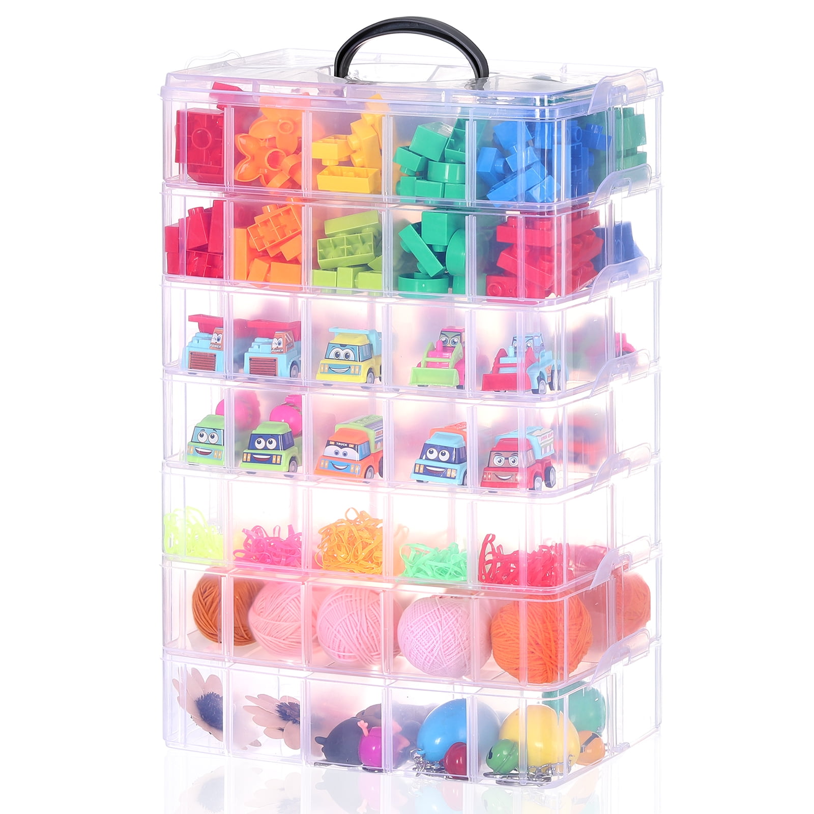 7-Tier Stackable Storage Container Box with 70 Compartments, Plastic  Organizer Box for Arts and Crafts, Toy, Fuse Beads, Washi Tapes 
