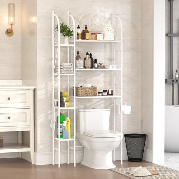 7-Tier Over the Toilet Storage Rack, Heavy-Duty Metal Bathroom ...