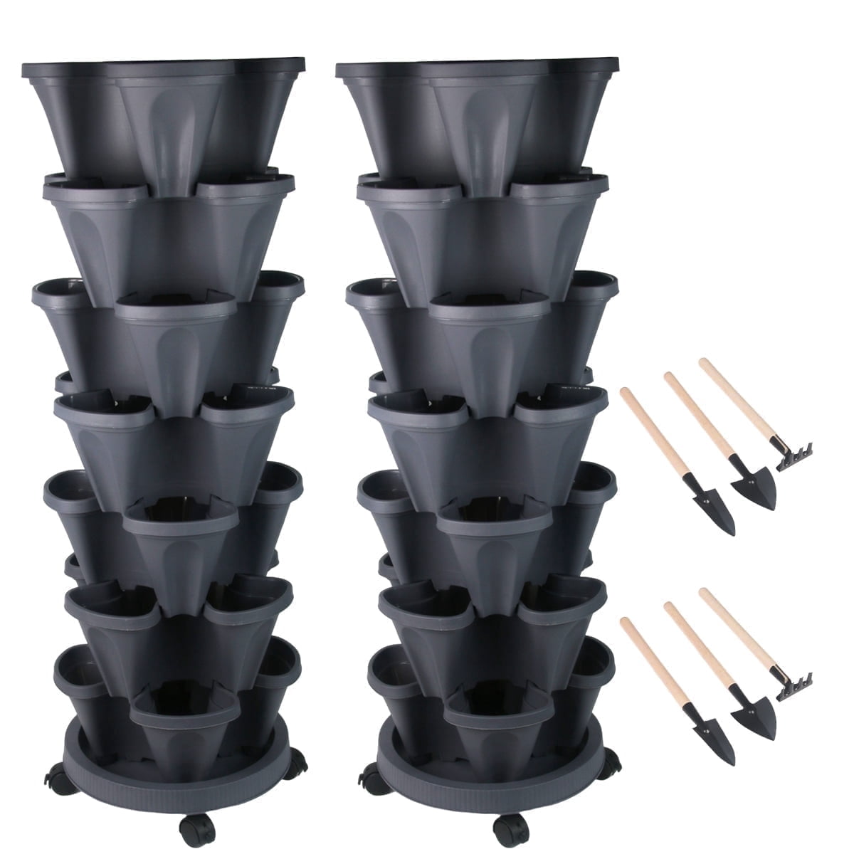 7 Tier Stackable Outdoor Planter, Vertical Garden for Strawberries ...