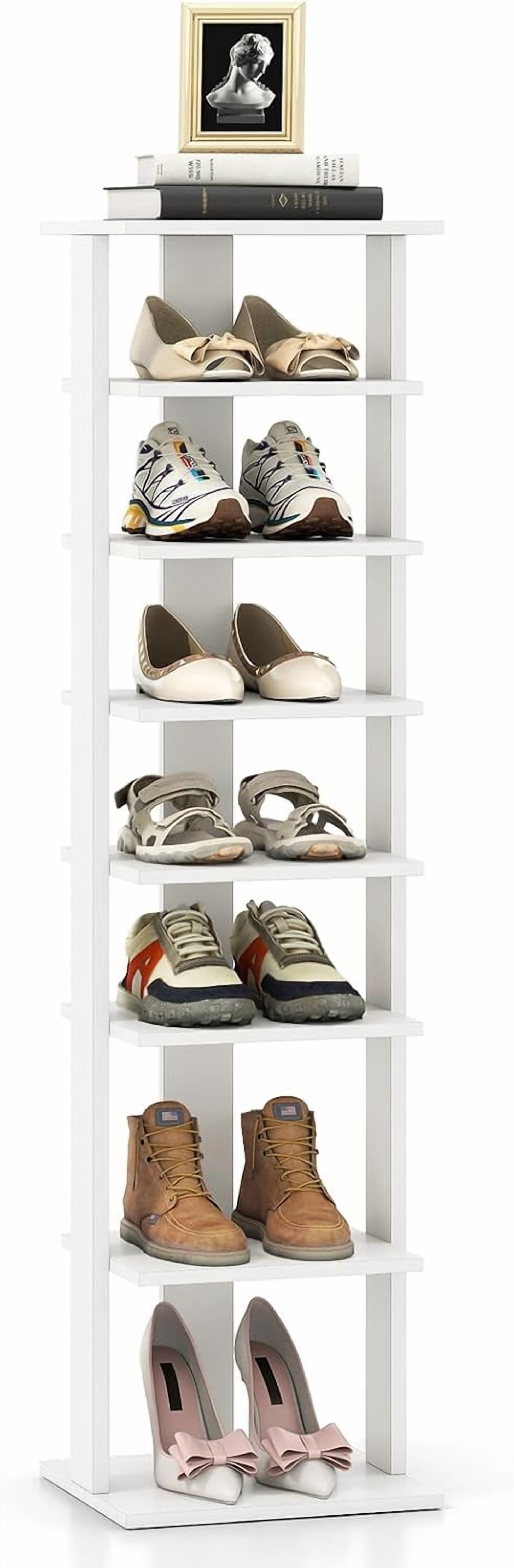 7 Tier Vertical Shoe Rack, Double Rows Shoe Tower w/Anti-Toppling ...