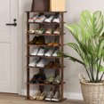 7Tier Vertical Shoe Rack Patented Entryway Wooden Double Rows Shoes