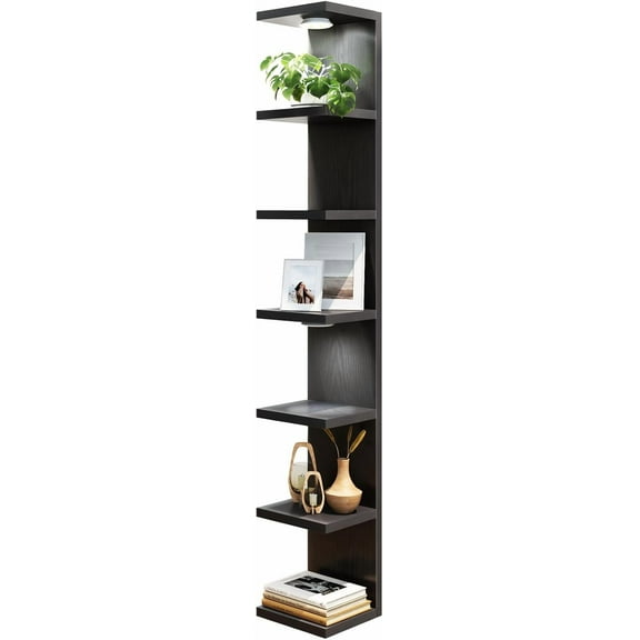 7 Tier Wall Mounted Shelf Unit White Floating Shelves LED Lights Lack Wall Shelf for Home Decor Organizer Display