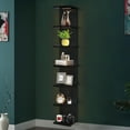 thumbnail image 1 of 7-Tier Wall Shelf with 3 LED Lighting Modes, Multifunctional Wall Mounted Vertical Lack Wall Shelf with Remote Control for Bedroom Living Room Vanity, Black, 1 of 14