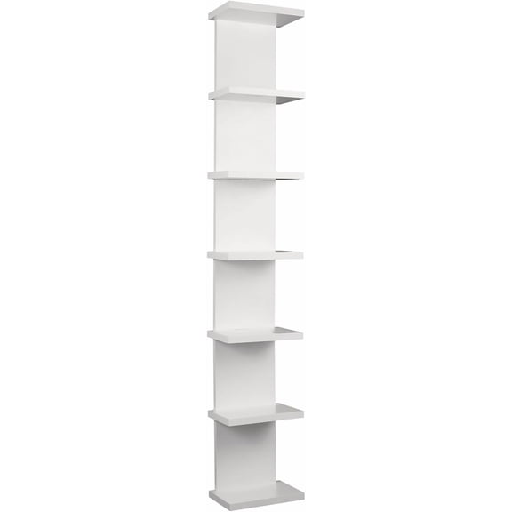 7 Tier Wall Shelf Unit - Narrow Smooth Laminate Finish - Vertical Column Wall Decor Mount Floating Storage Decor Organizer Tall Tower Utility Shelf for Bedrooms, Living Rooms(White)