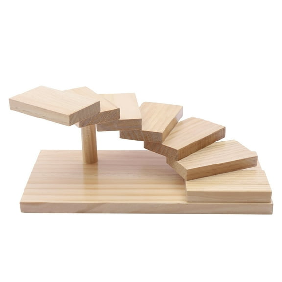 7 Tier Wooden Bakery Display Stand Japanese Sushi Display Rack Restaurant Staircase Style Dish Rack Staircase Style Sushi Display Stand For Family Restaurant Bakery Commercial Exhibition Plates