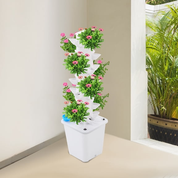 7 Tiers 35 Holes Plants Hydroponic Tower Vertical Garden Growing System Germination Kit Hydroponic Indoor Gardening Tower for Herbs Vegetables Fruits