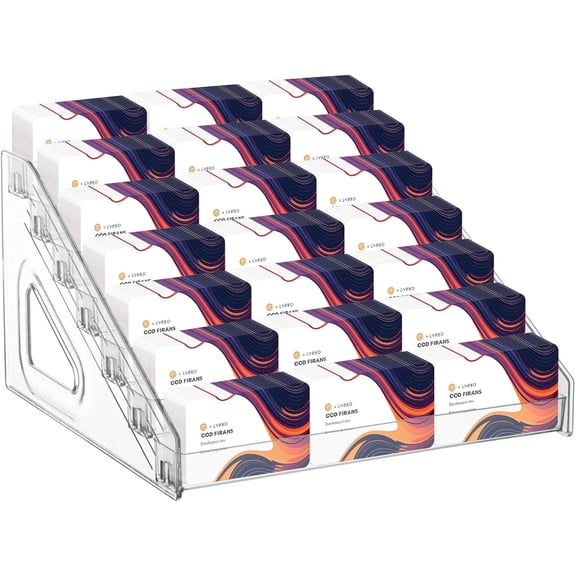 7 Tiers Acrylic Business Card Holder for Desk 21 Slots Acrylic Card Holder Display Premium Cards Stand for Workspace Multiple-Clear Plastic Display Holder for Office Men and Women