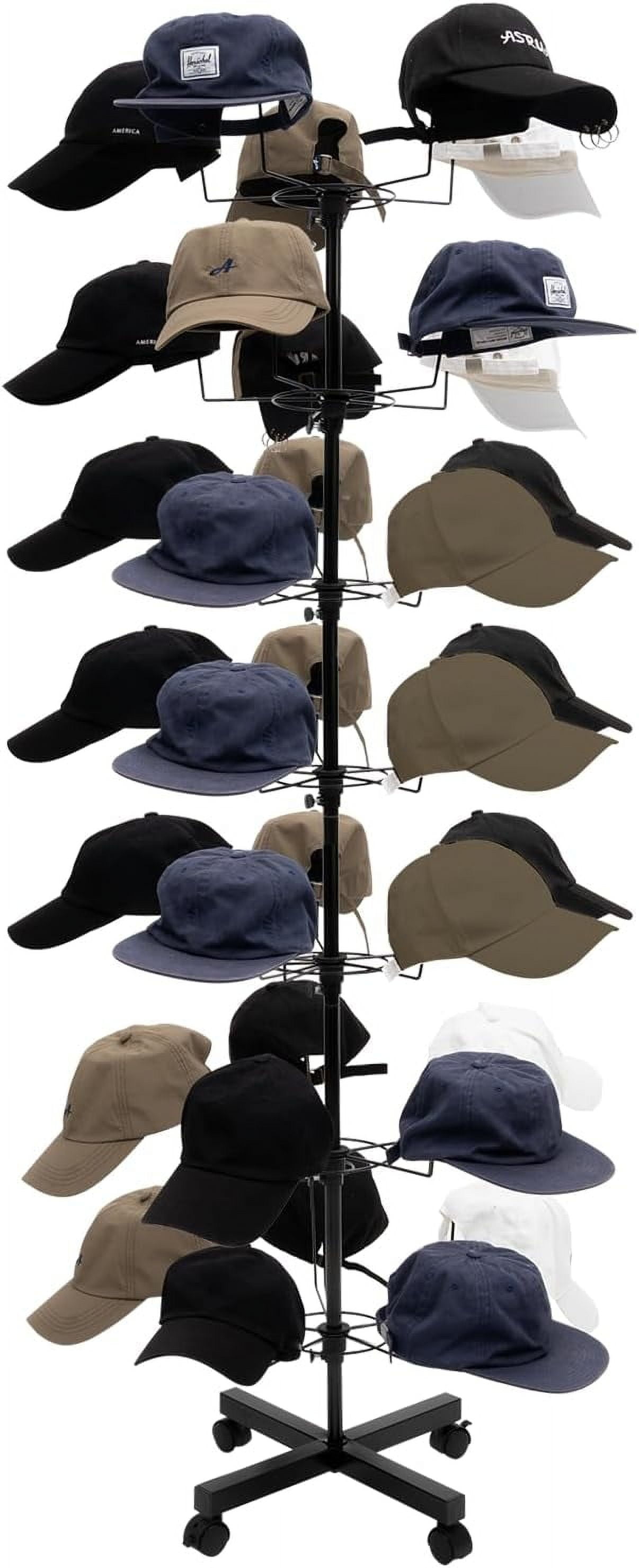 Headwear Display Rack 7 Tiers Rotating Hat Display Rack Stand w/ 35-Hooks Hat,Free Standing ...