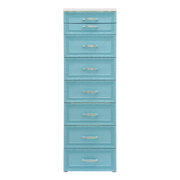 7 Tiers Storage Cabinet with Drawers, Storage Organizer with Wheels 38*32*116cm (Blue)