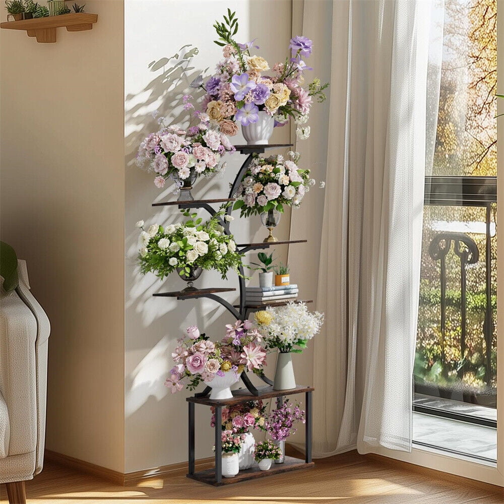 7 Tiers Tall Plant Stands for Indoor Metal Plant Shelf Tree Display ...