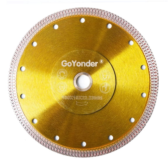 7 Tile Saw Blade Wet for Angle Grinder, Super Thin Diamond Saw Blade Grinder Blades for Wet Dry Cutting, Diamond Blade for Cutting Ceramic, Porcelain, Tiles, Granite, Marbles (Golden, 7")