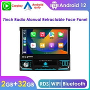 7 Touch Screen Android 12 Apple Carplay Bluetooth Single 1 Din Flip-Out Car Radio Stereo Head Unit Multimedia GPS Navigation Player