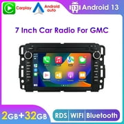 7 Touch Screen Android 13 Bluetooth Apple Carplay 2+32GB Car Stereo Radio Head Unit GPS Navigation Player For Chevrolet Chevy Silverado Tahoe Traverse/ GMC Sierra 2007-2011/ Yukon Acadia 2007-2013