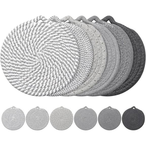 7" Trivets for Hot Dishes, Hot Pads for Kitchen Counter & Dining Table, Heat Resistant | Scratches | Stains Cotton Trivets for Hot Pots and Pans