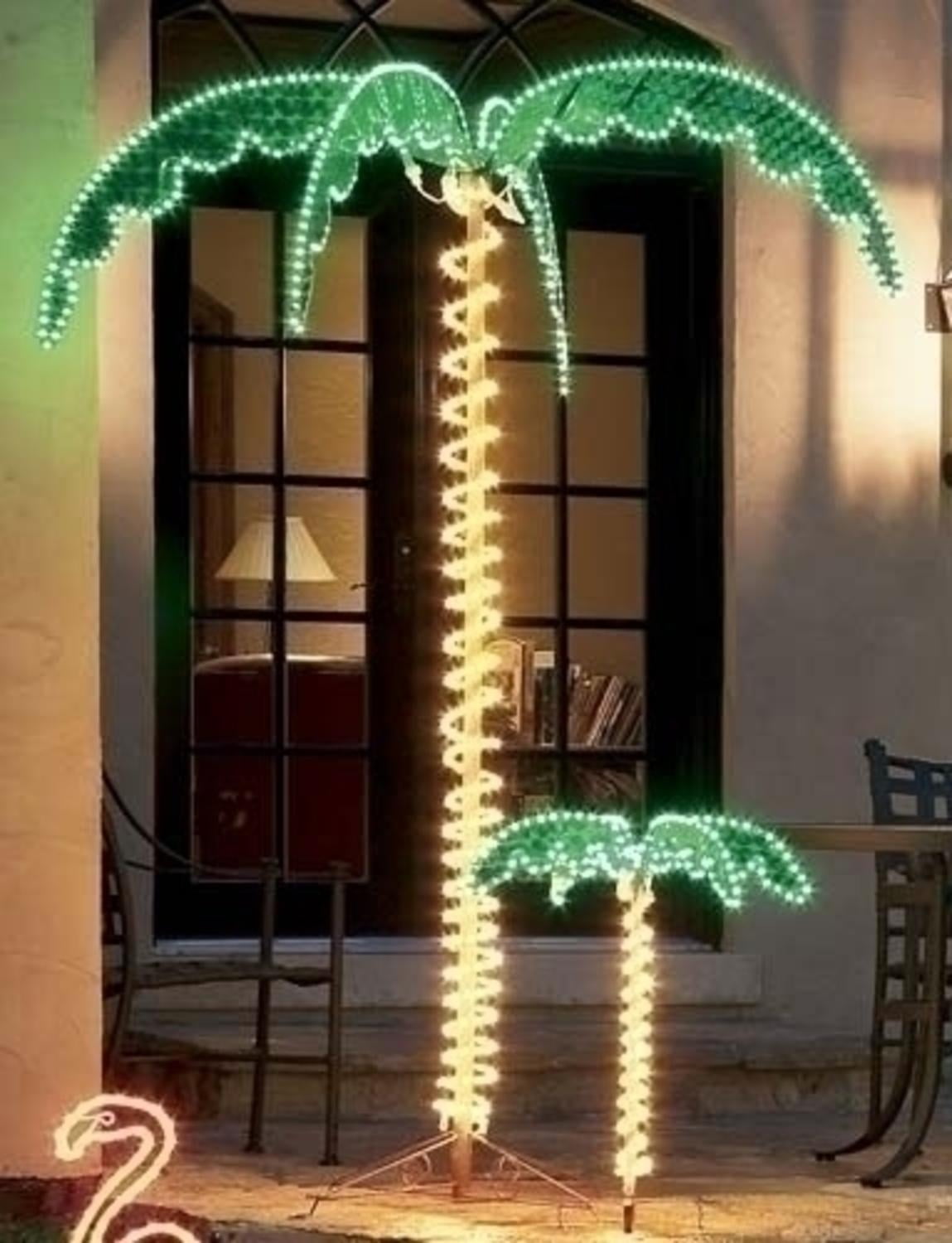 7' Tropical Lighted Holographic Rope Light Outdoor Palm Tree Yard