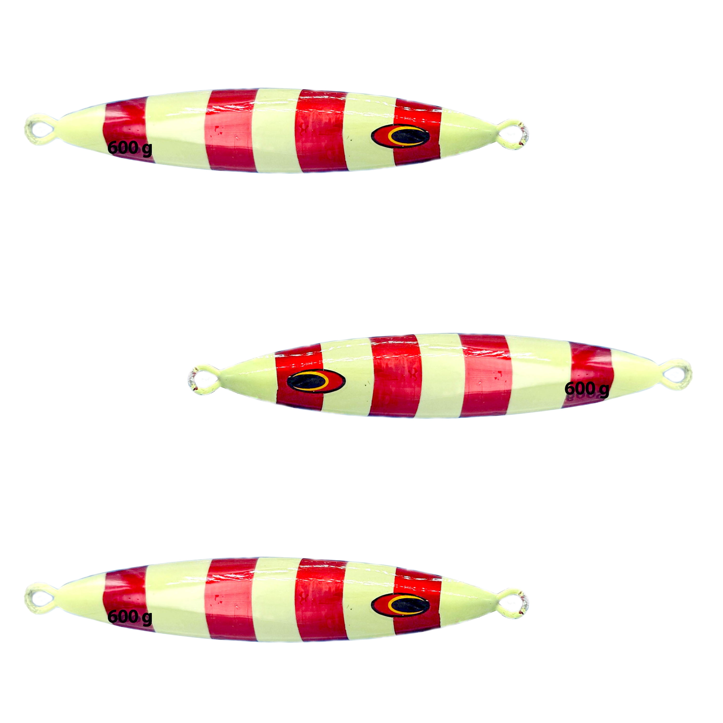 7" Tuna Jig 600g,3 Pcs Rainbow Zebra Glow Fishing Lures, Ideal for Tuna & Saltwater Fishing
