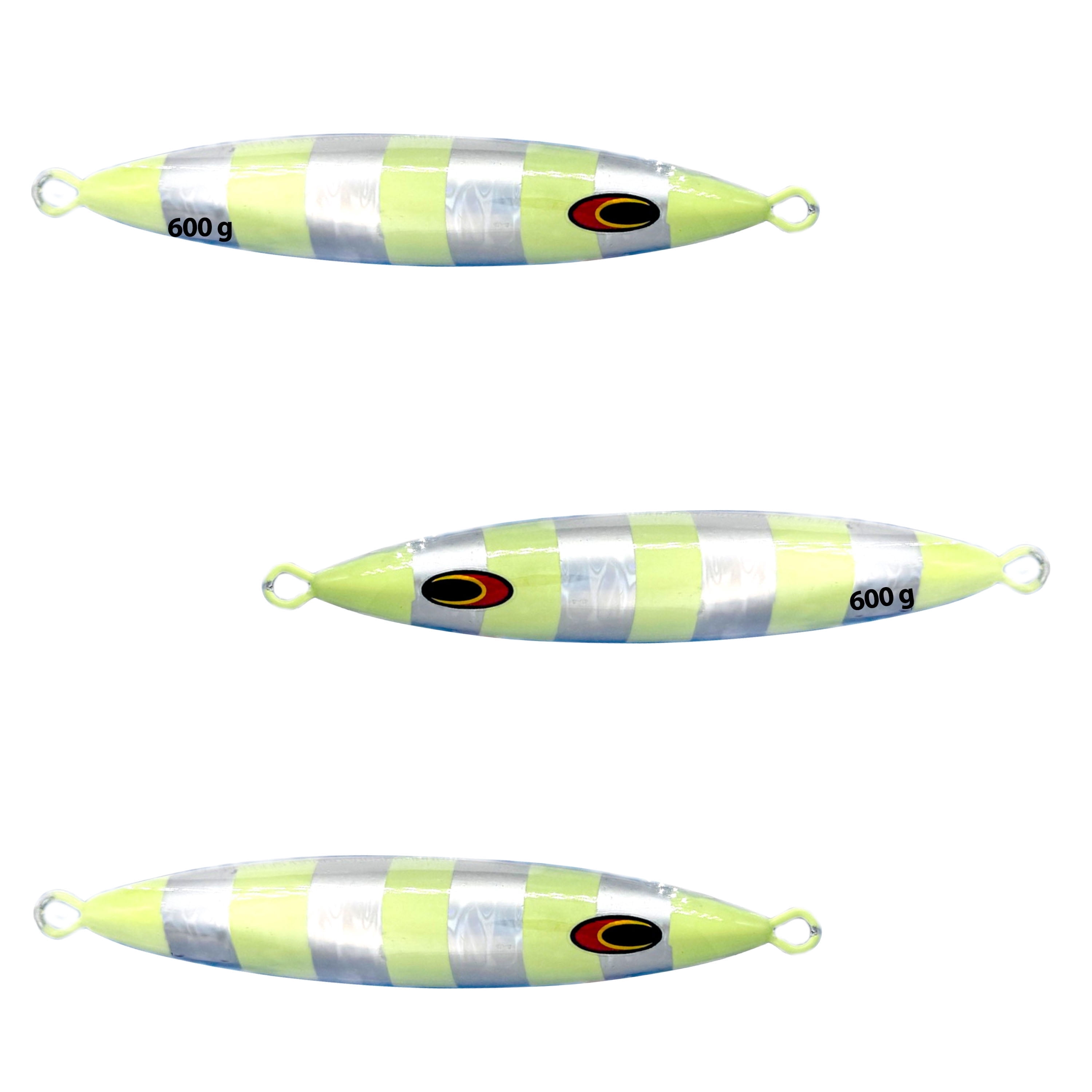7" Tuna Jig 600g,3 Pcs Silver Zebra Glow Saltwater Fishing Lures, Fishing Gear & Tackle, Tuna Fishing Jig