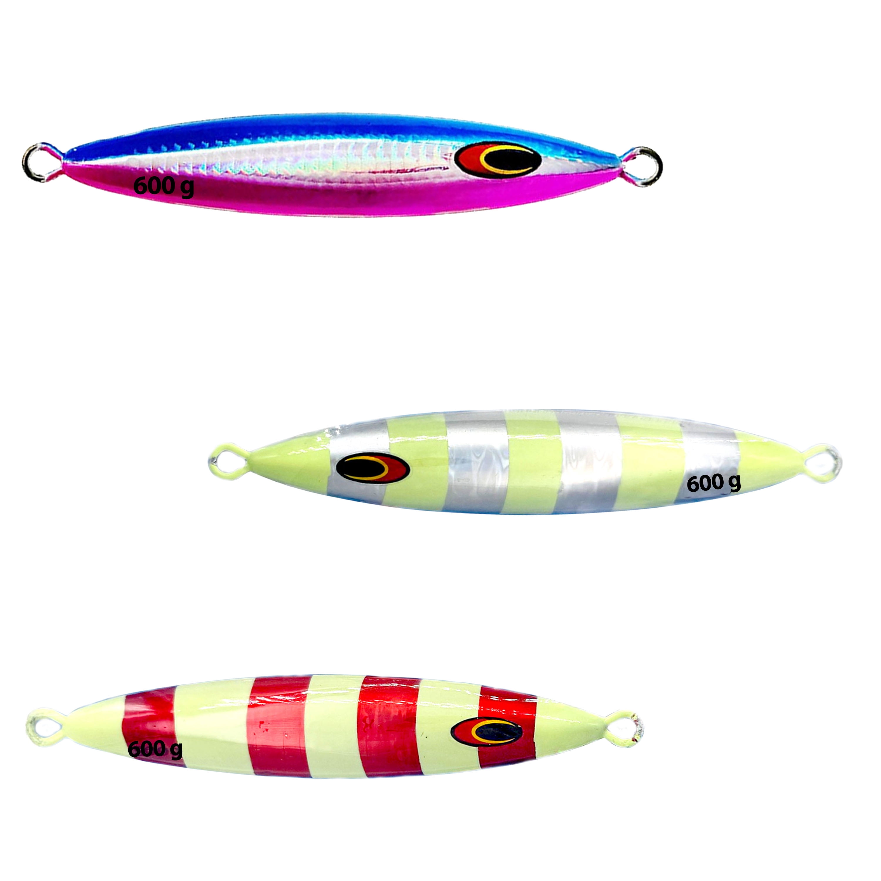 7" Tuna Jigs 600g, 3 Pcs Multiple Colors Ideal for Tuna & Saltwater Fishing, Fishing Gear & Tackle