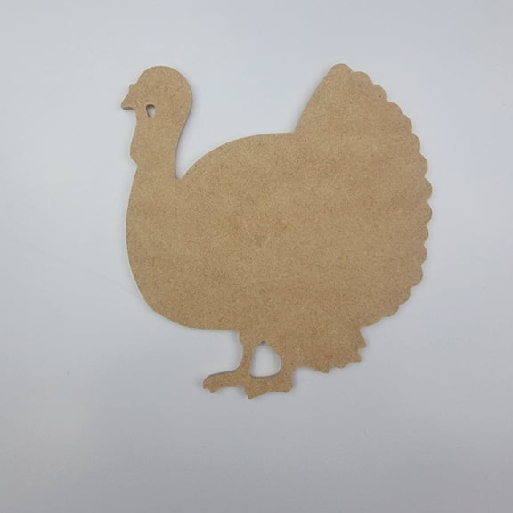 7" Turkey, Unfinished MDF Art Shape by Wooden Craft Cutouts, 1-4 Thickness