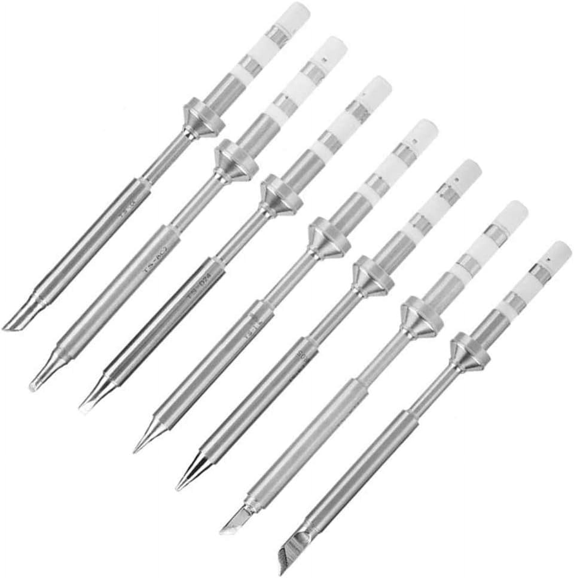 7-Piece TS100 Soldering Iron Tip Set - Stainless Steel, High Temp Resistant, For Electronics & Maintenance