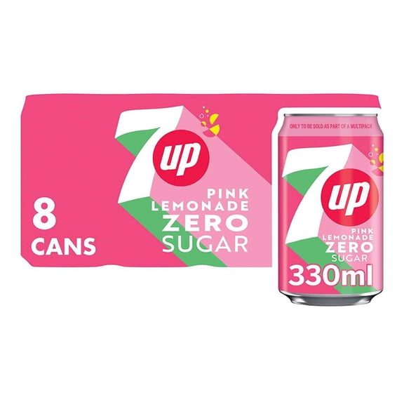 7 UP Pink Lemonade Soft Drink 8 x 330ml, Imported from Britain