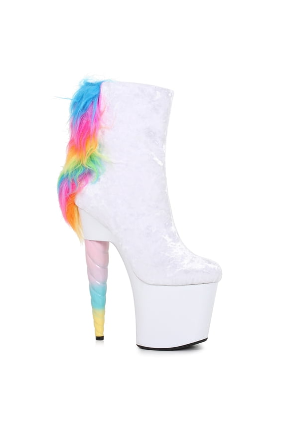 7" Unicorn Heel Platform Bootie With Faux Fur.