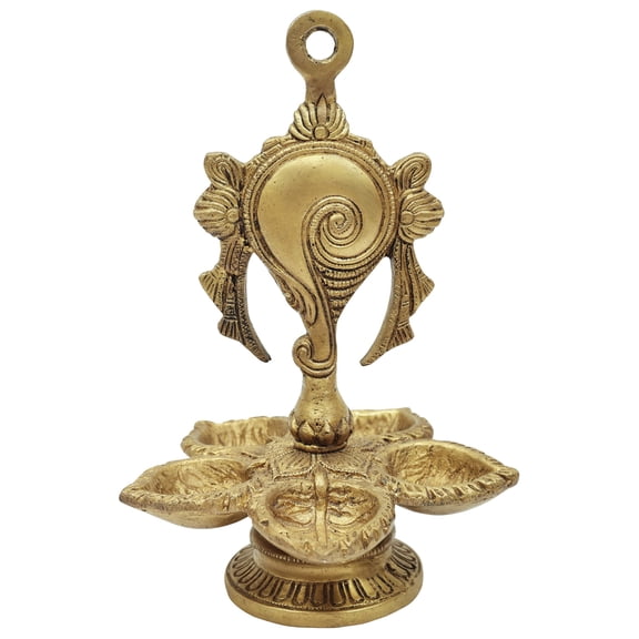 7" Vaishnava Conch Lamp in Brass | Handmade | Made in India