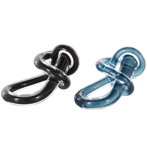7"W, 4"H Blue Glass Handmade Abstract Twisted Loop Knot Sculpture, by DecMode (2 Count)