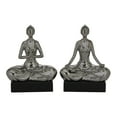 thumbnail image 1 of 7"W, 9"H Silver Polystone Yoga Sculpture, by DecMode (2 Count), 1 of 8
