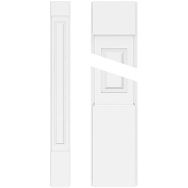 7"W x 108"H x 2"P Raised Panel PVC Pilaster w/Standard Capital & Base (Pair)