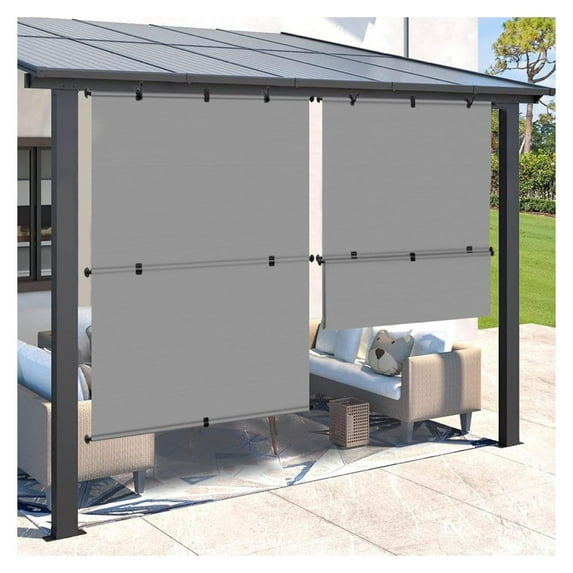 7'W x 15'L Patio Shades Outdoor Shades Blinds Foldable for Deck Yard Porch Balcony Backyard(Grey)