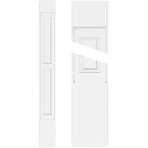 7"W x 60"H x 2"P Two Equal Raised Panel PVC Pilaster w/Standard Capital & Base (Pair)
