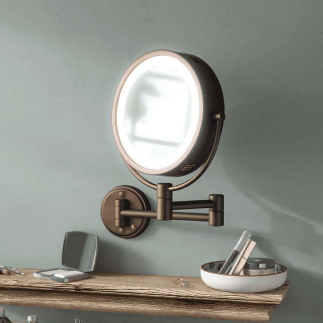 7'' Wall Mounted LED VINTAGE Lighted Makeup Mirror 10x/1x Magnifying
