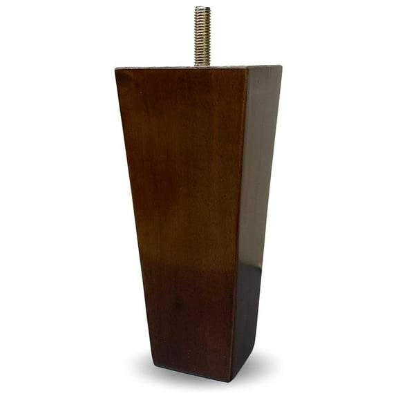 7" Walnut Tapered Replacement Sofa Legs - Set of 4 | 5/16" Bolt | Solid Rubber Wood | Furniture Feet for Chairs, Ottomans & Couches | Walnut Stain