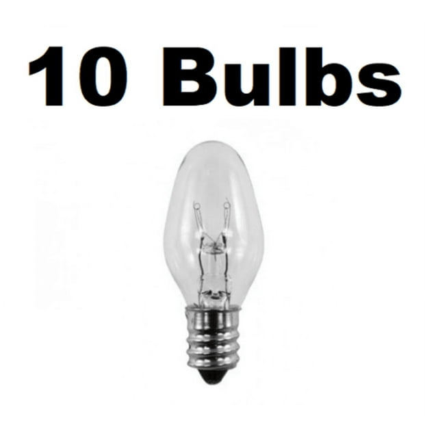 7 Watt, C7 Night Light Replacement Bulbs, 130 Volt, E12 Candelabra Base