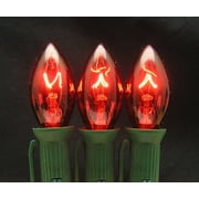 7 Watt C7 Transparent Outdoor Twinkle or Blinking Replacement Christmas Bulbs, 25 Pack Red