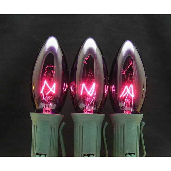 7 Watt C9 Transparent Outdoor Patio Party Christmas Novelty Replacement Bulbs, 25 Pack (Purple)