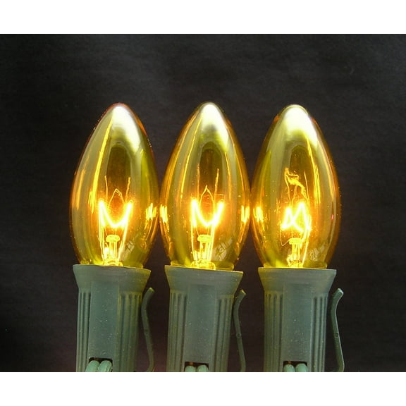 7 Watt C9 Transparent Outdoor Patio Party Christmas Novelty Replacement Bulbs, 25 Pack (Yellow)