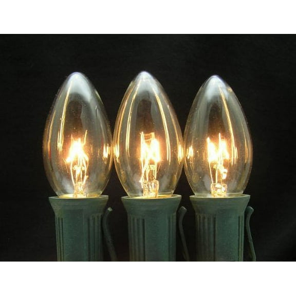 7 Watt C9 Transparent Outdoor Twinkle or Blinking Replacement Christmas Bulbs, 25 Pack (Clear)