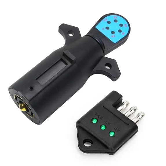 7 Way To 4 Way Trailer Plug Adapter 7 Way RV Blade Trailer Light Wiring Tester Hitch LED 7Pin Plug Connector Adapter 1 7 Pin Trailer Plug Tester - Foto 9