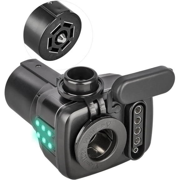 7 Way Blade to 12V Power Adapter with LED Circuit Tester, Pin RV 4/5 Flat Trailer Cigarette Lighter Connector for Truck