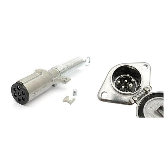 7-Way Electrical Plug with Spring Guard with 7-Way split pin Socket 2 Bolts