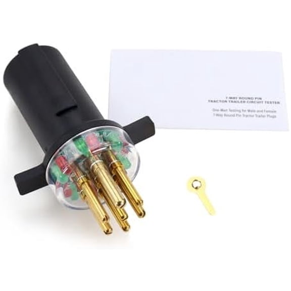 7-Way Round Pin Trailer Circuit Plug Tester Replace 7865L, Trailer Tractor Light Tester