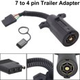 7 Way Round to 4 Pin Flat Trailer Wire Light Adapter Plug RV Connector