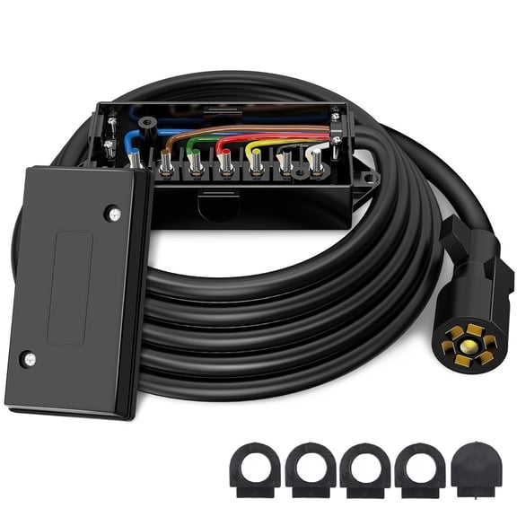 7 Way Trailer Plug Cord with Junction Box 4FT 7 Pin Trailer Wiring Harness Heavy Duty RV Trailer Connector Cable for Utility Trailer Camper Caravan Boat Trailer Towing
