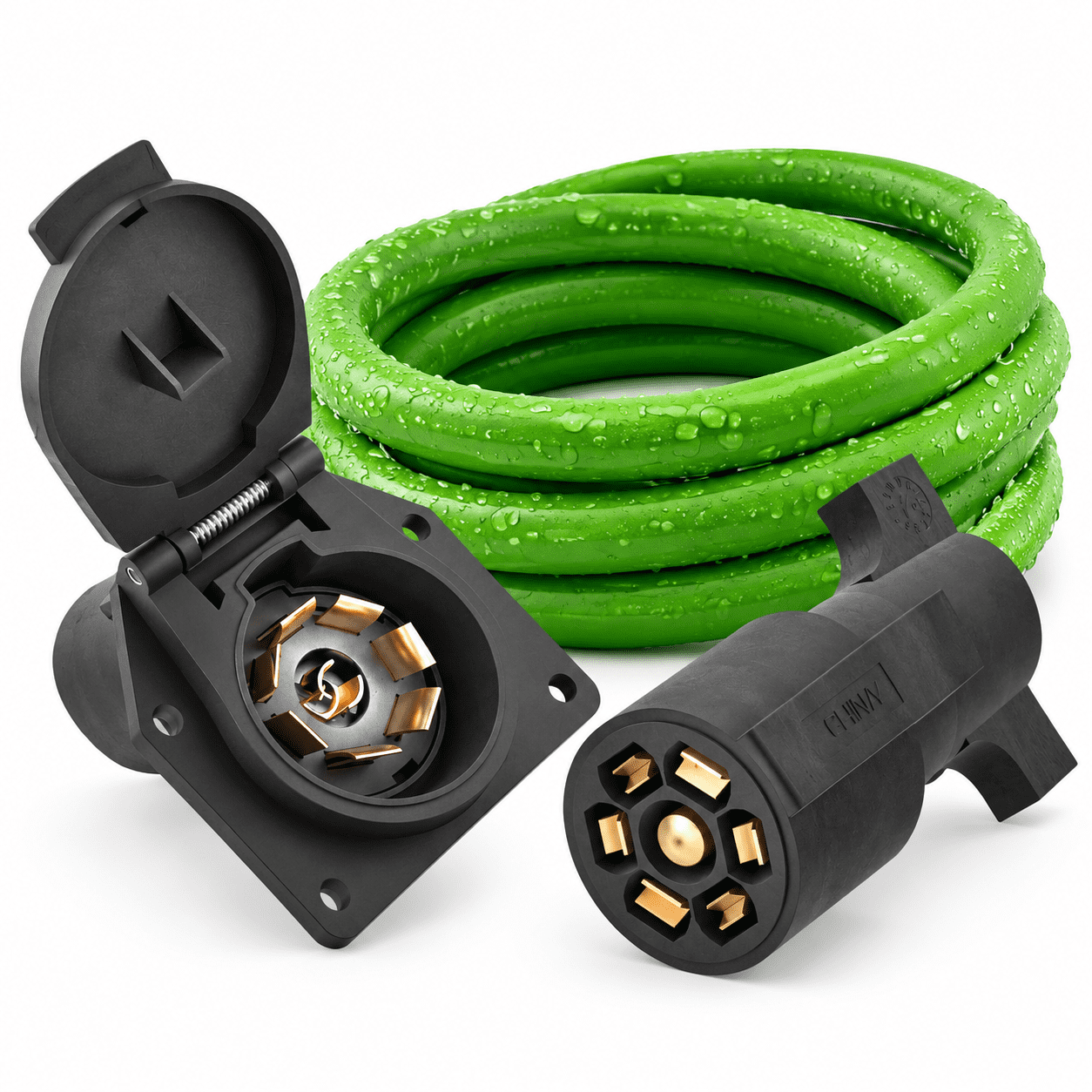 7 Way Trailer Plug Extension Cord 12 Ft 7 Pin Round Wiring Harness ...